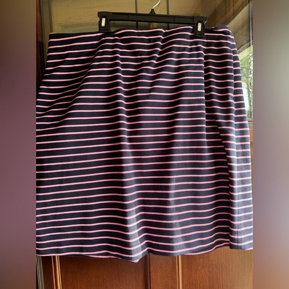Talbots Navy Skirt with Pink Stripe 16w